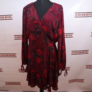 Band of Gypsies Maroon Floral Dress NWT Size Large